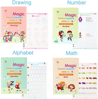 Magic Practice Copybook (4 Book + 1 Pen + 10 Refill)